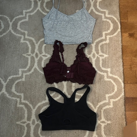 Set of 3 Aerie, SHEIN and Steve Bralettes - Gray, Burgundy, Black, size S - Picture 5 of 12